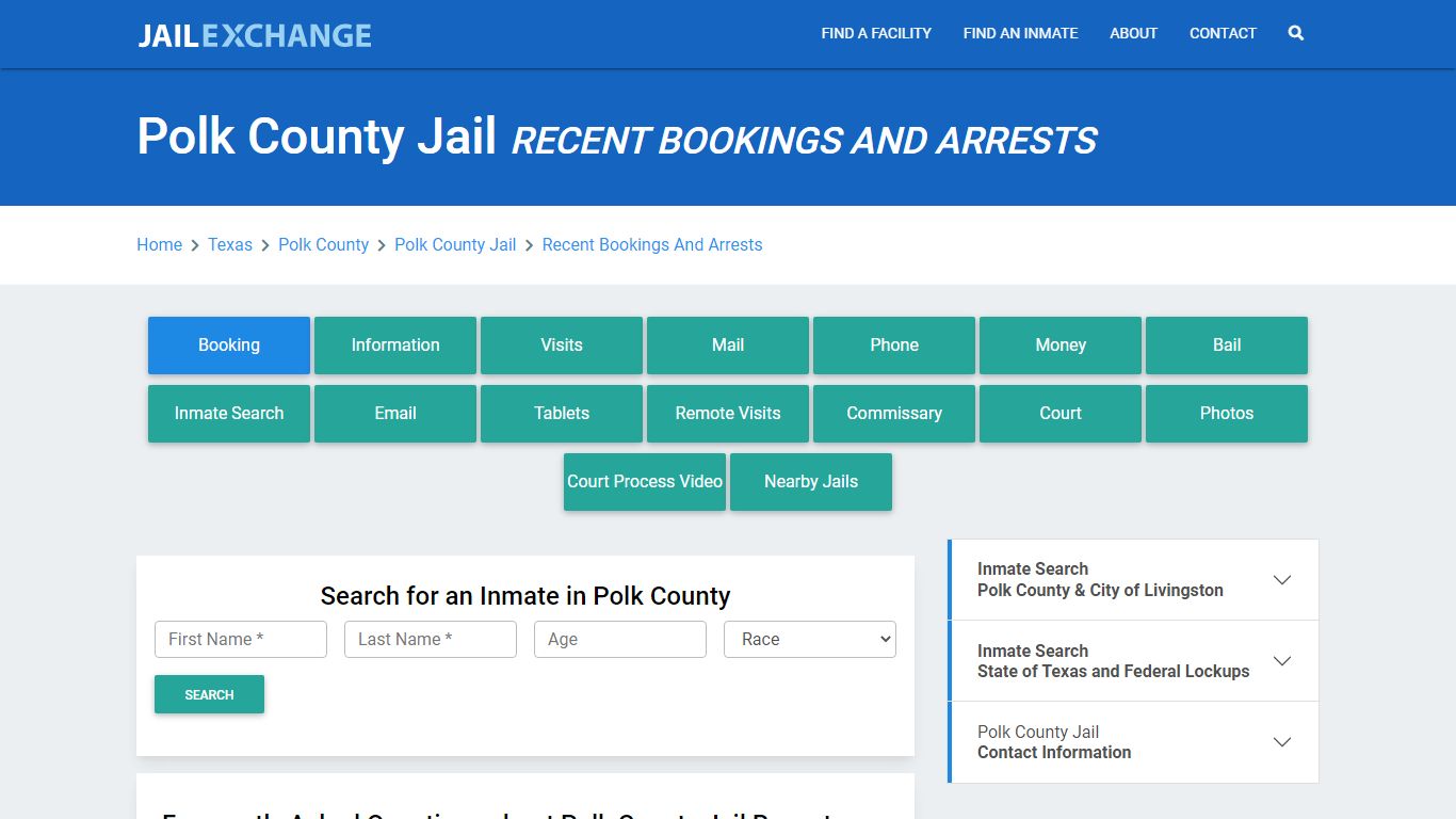 Polk County Jail TX Recent Arrests and Bookings - Jail Exchange